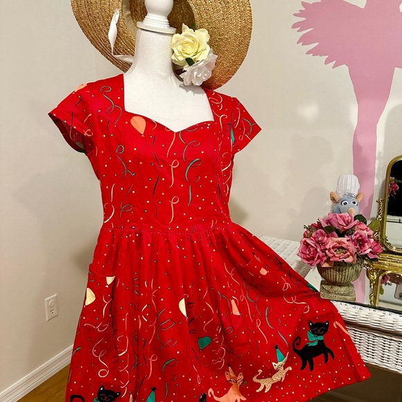 Cat Birthday swing dress. Size Large. Banned Apparel UK - Picture 2 of 7